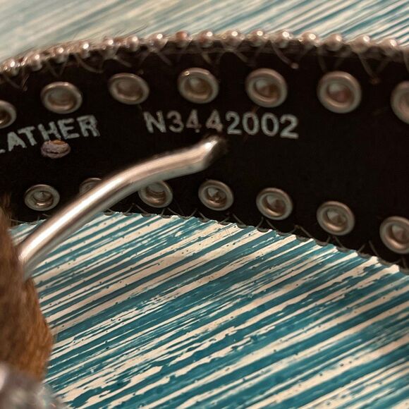 Nocona Women’s Leather/Calf Hair Rhinestone/Studs Western/Cowgirl Belt Size - Picture 12 of 14